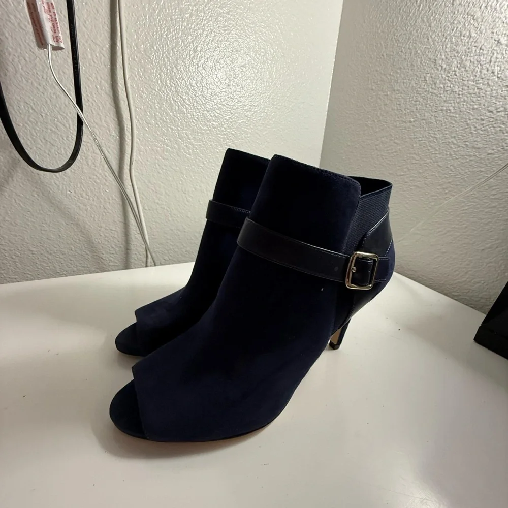 Marc Fisher Navy Ankle Booties with Buckle - Picture 2 of 6